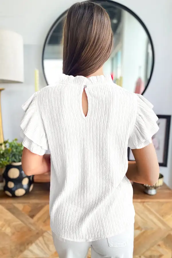 Fresh Ruffle Sleeve Short Sleeve Blouse