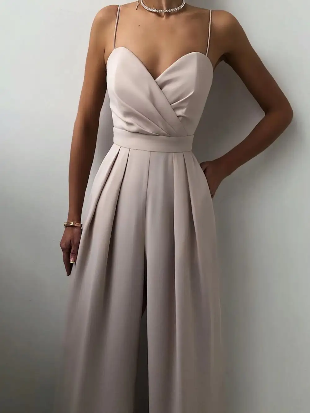 Spaghetti Strap Wide Leg Jumpsuit