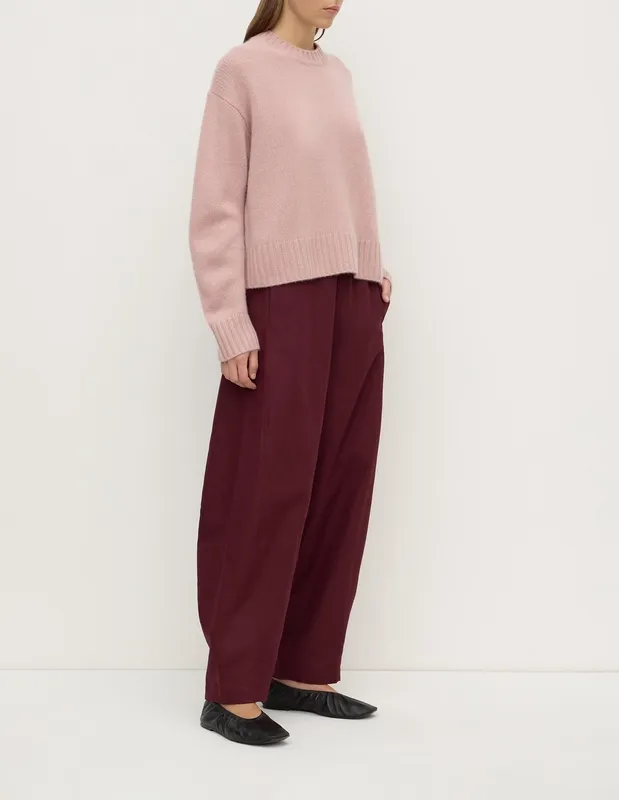 Blush Cashmere Crew-Neck Knit Sweater