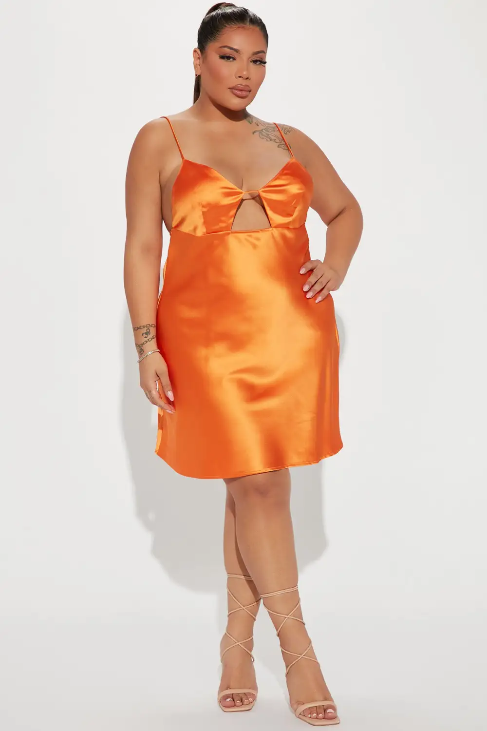 Sally Satin Mini Dress - Orange