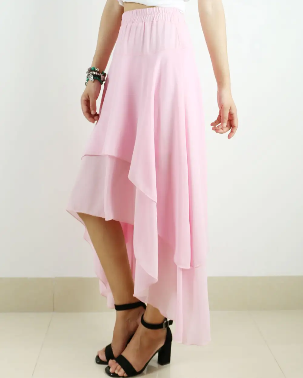 Relaxed Elastic Waist Chiffon Skirt