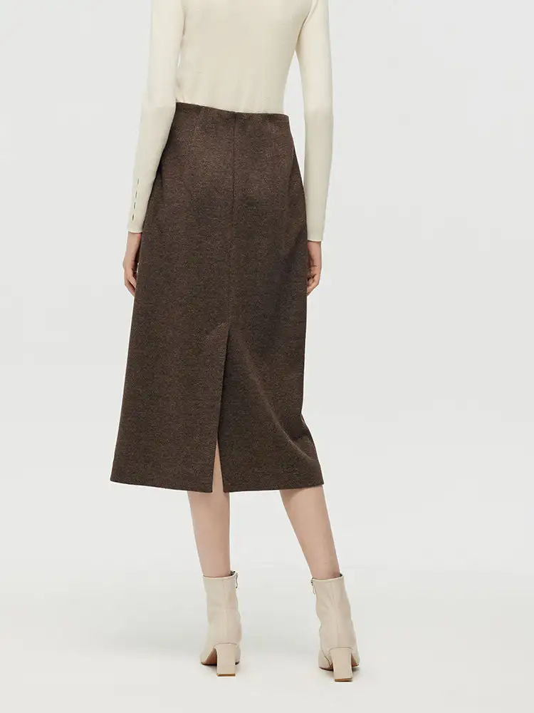 Knitted Women Column Midi Skirt