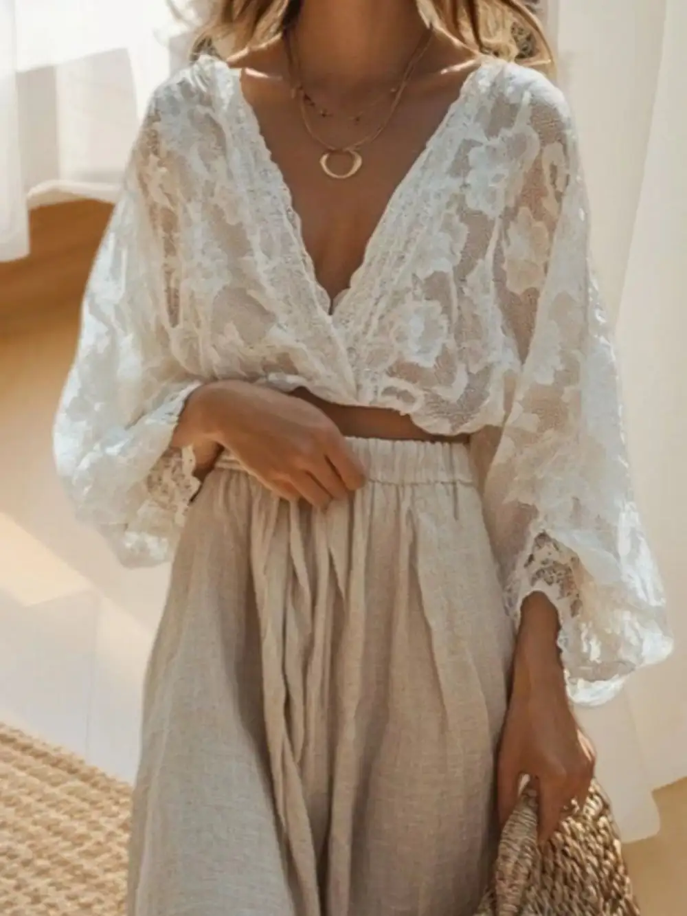 Long Sleeve Lace Coordinated Set