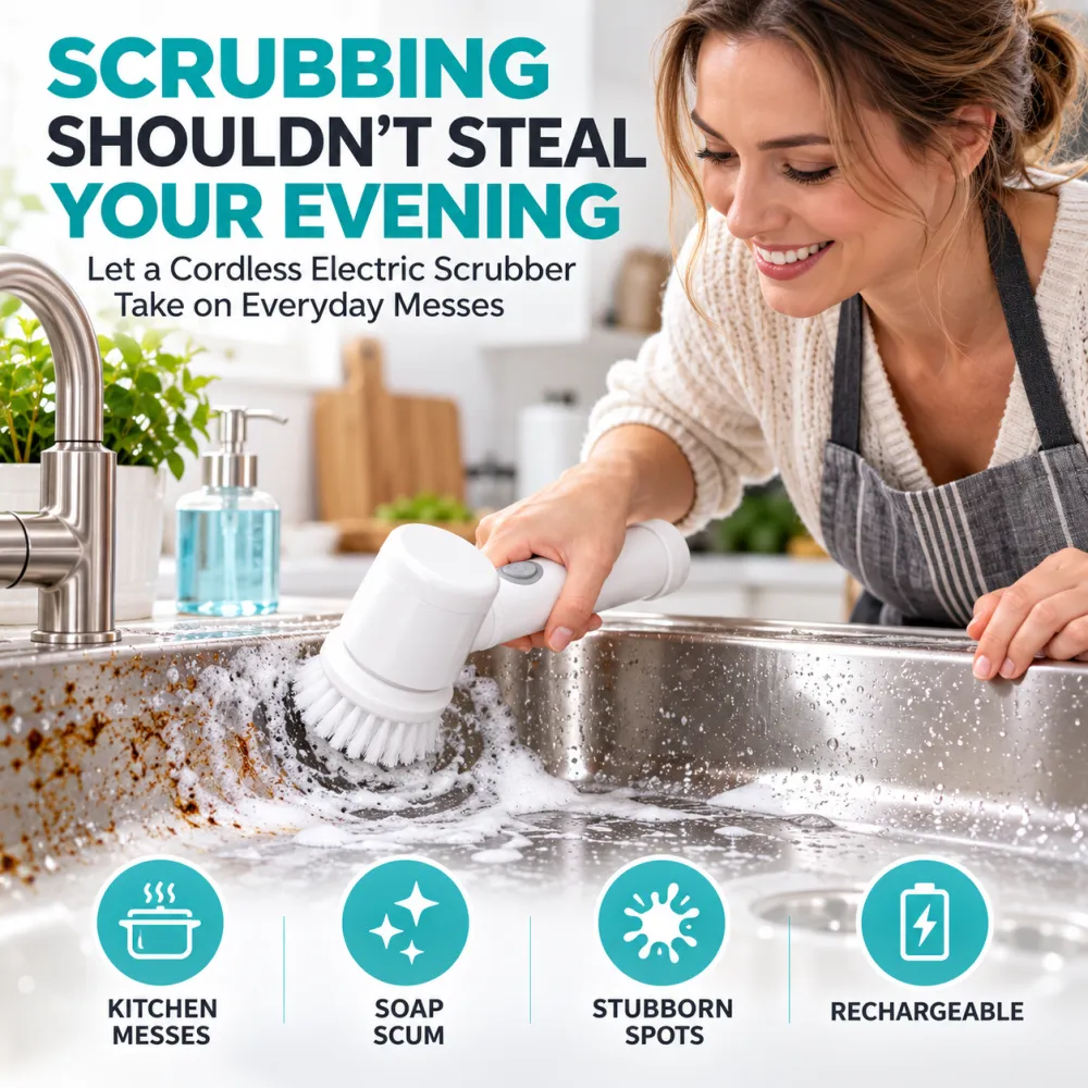 Electric Cordless Handheld Brush for Home Use