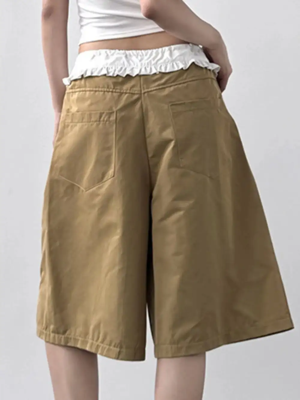 Contrast Waistband Wide Leg Shorts