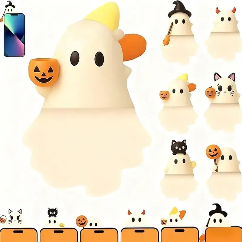 3D 6Pcs Halloween Phone Charms Spooky Ghost Pumpkin Bat Mini Figures