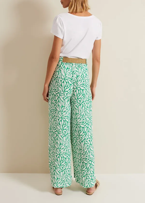 Plastic-Printed Green Long Pants