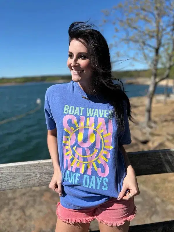 Plus Boat Waves and Sun Rays Lake Days Graphic Tee