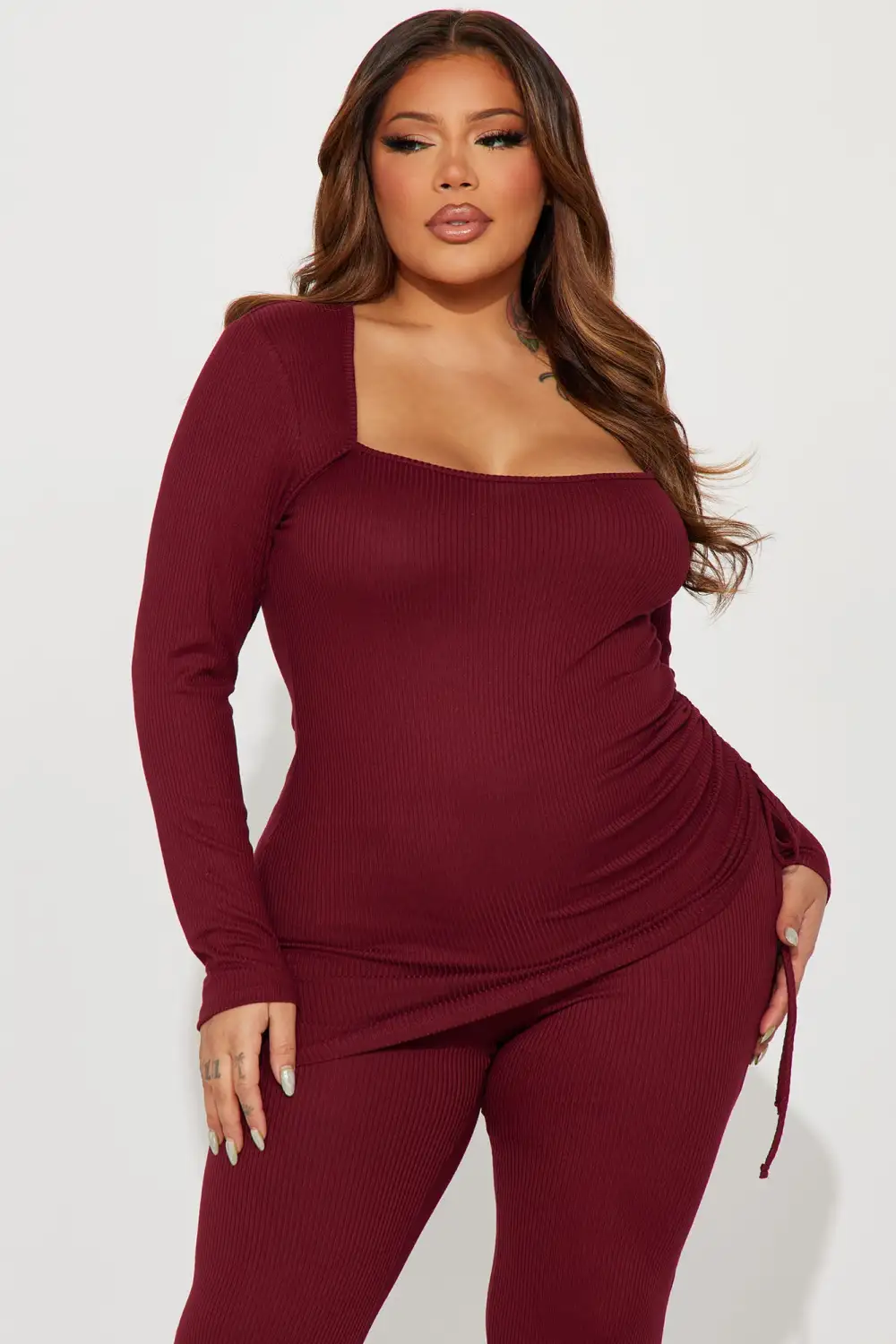 Legally Casual Pant Set - Burgundy
