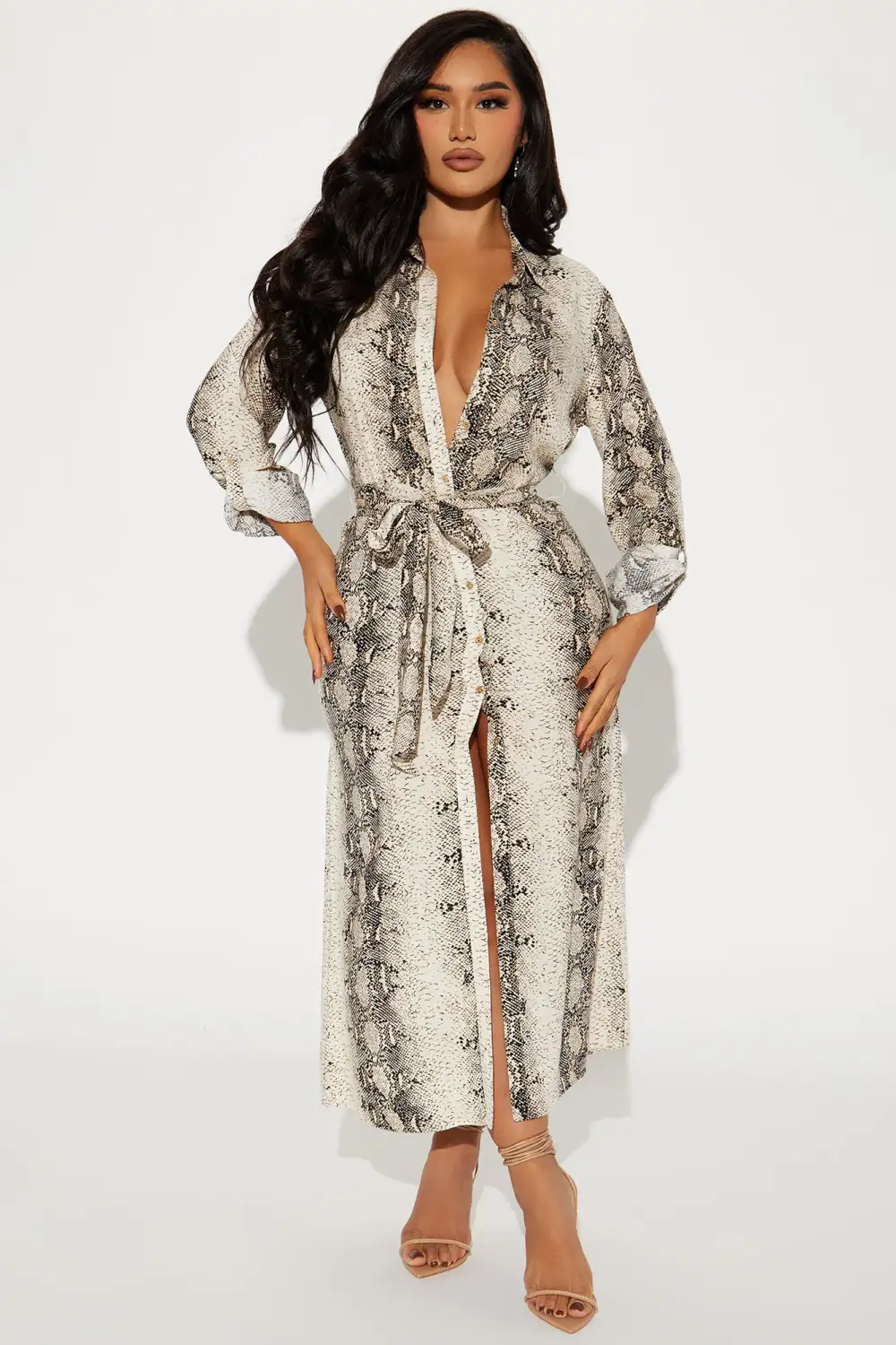 Jolene Midi Shirt Dress - Cream/combo