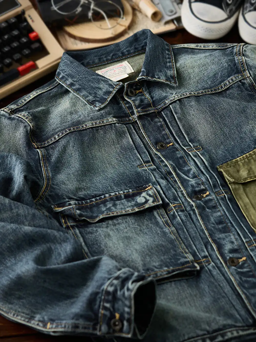 Men'S Denim Pocketed Casual Jacket