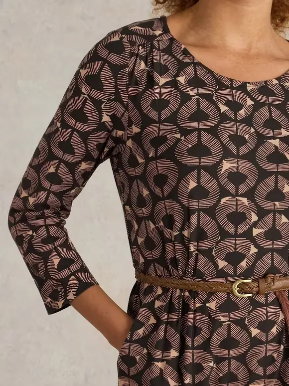 Jersey Printed Dress In Teal Prin