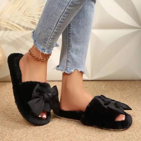 Bow Open Toe Flats Slippers