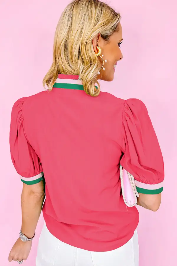Easy Short Sleeve V Neck Blouse