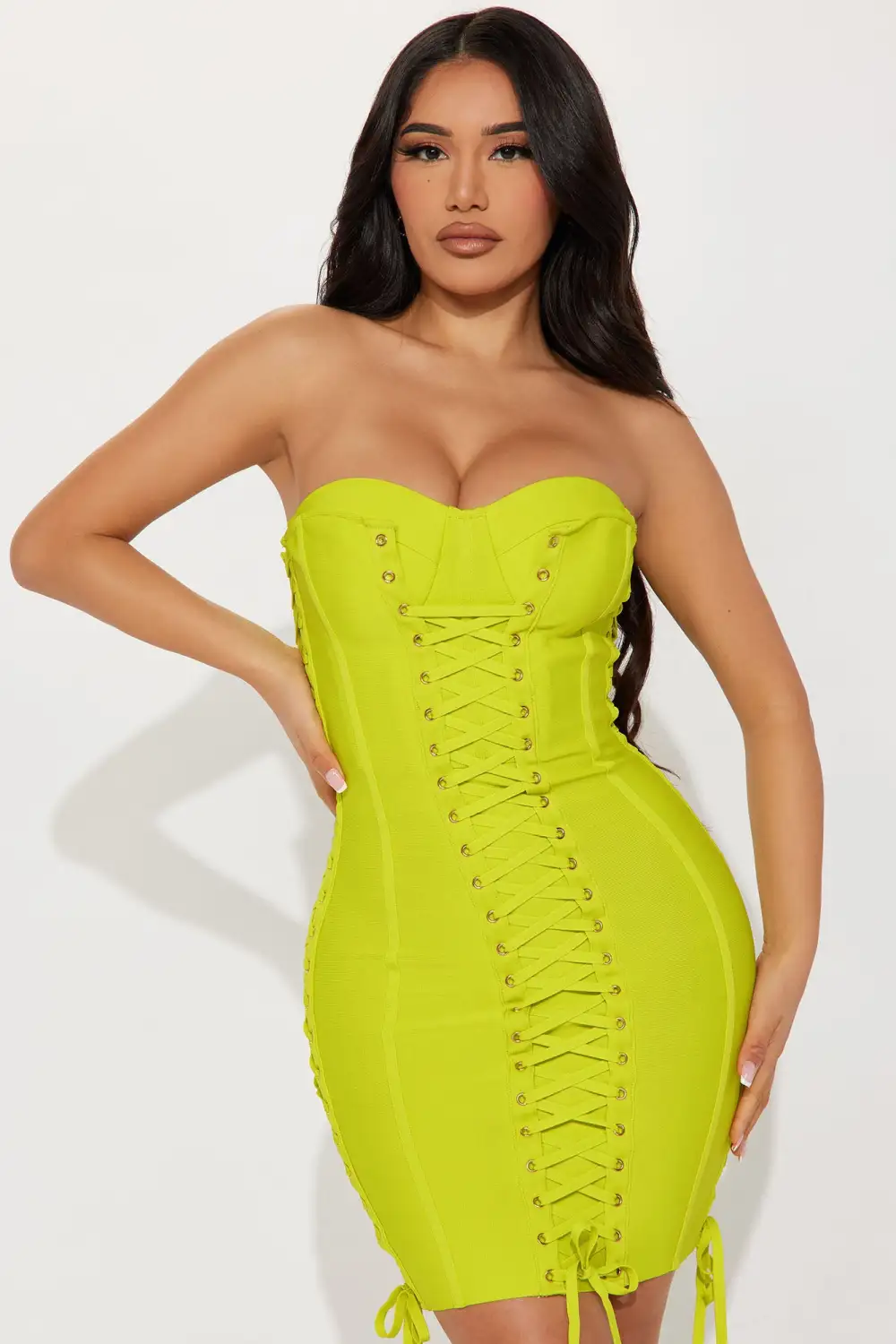 Barbara Midi Dress - Neon Yellow