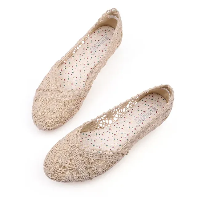 Hot Sale Women Woven Hollow Foldable Solid Casual Flats Shoes Cotton Linen Breathable