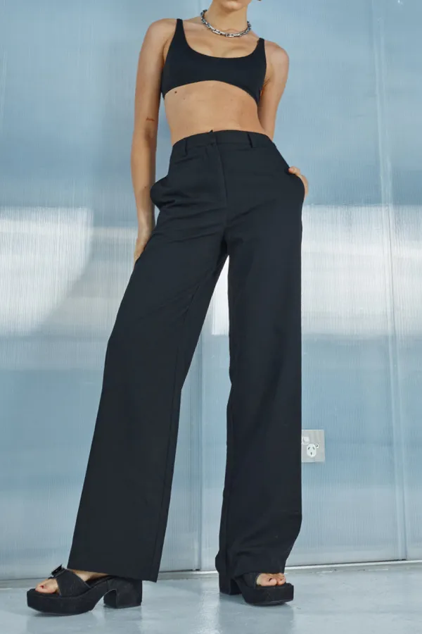 Black Cropped Sport Vest Top