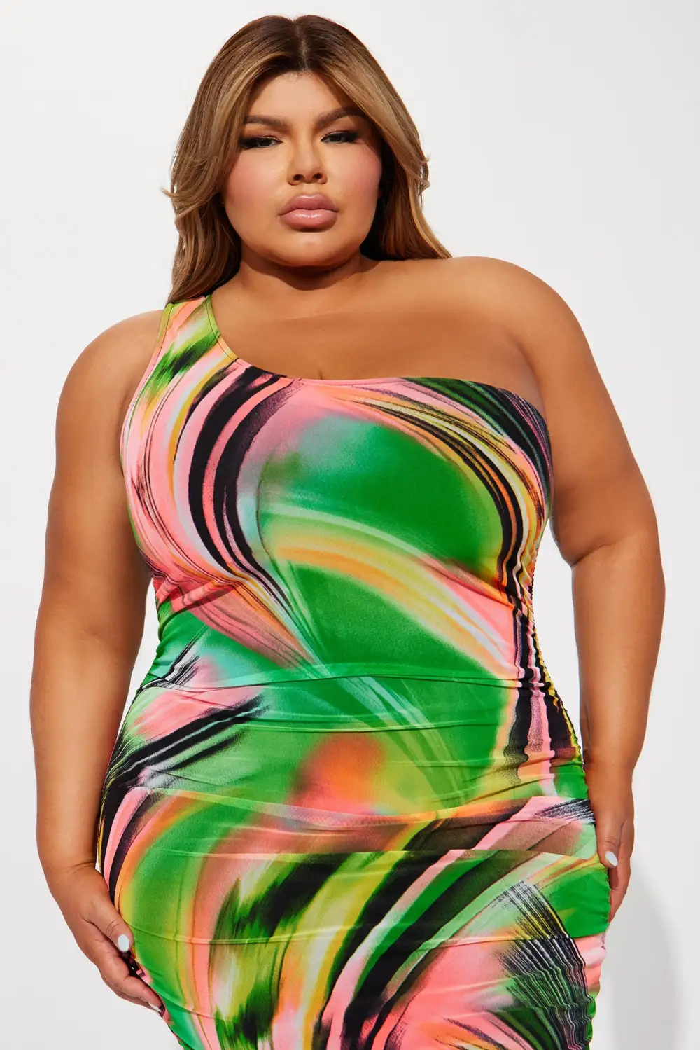Mailee Mesh Midi Dress - Green/combo