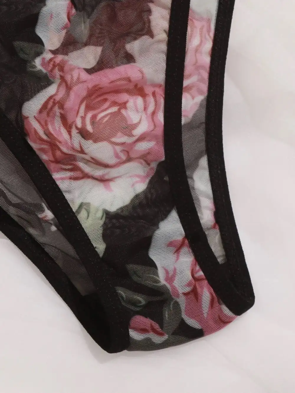 Bow Detail Mesh Lingerie Set