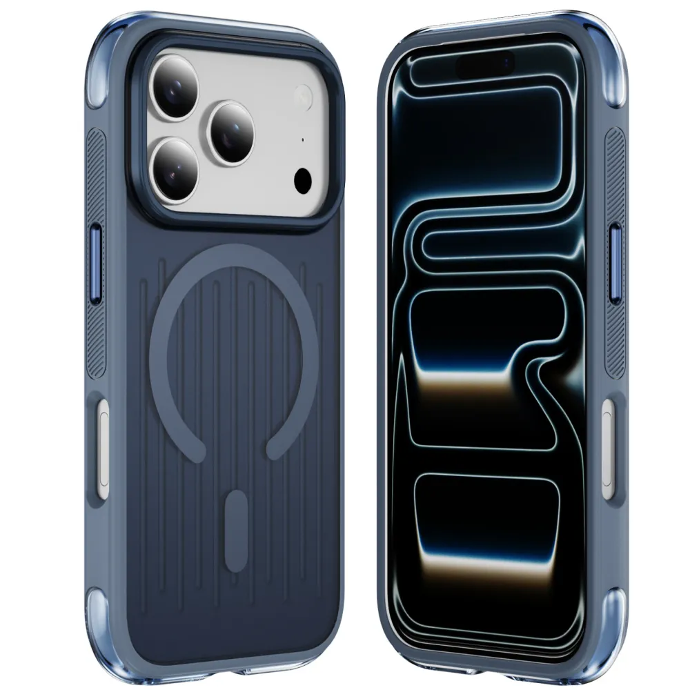 Magnetic Business Airbag Anti-Drop Premium iPhone 18 Case, Suitcase Stripe Design, Apple Compatible