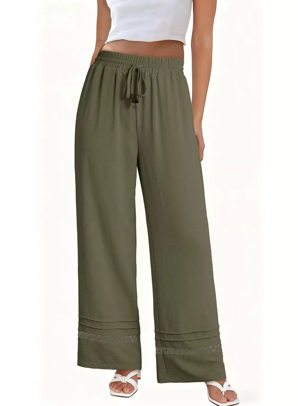 Casual Wide Leg Drawstring Pants