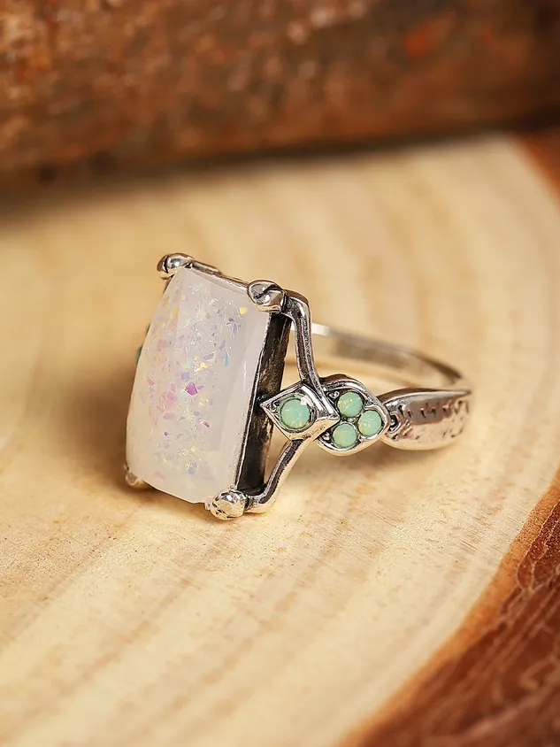 Vintage Opal Ancient Silver Ring