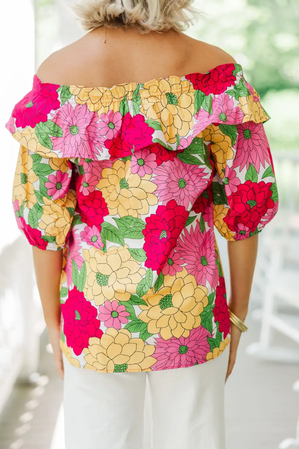 Back To Good Fuchsia Pink Floral Blouse