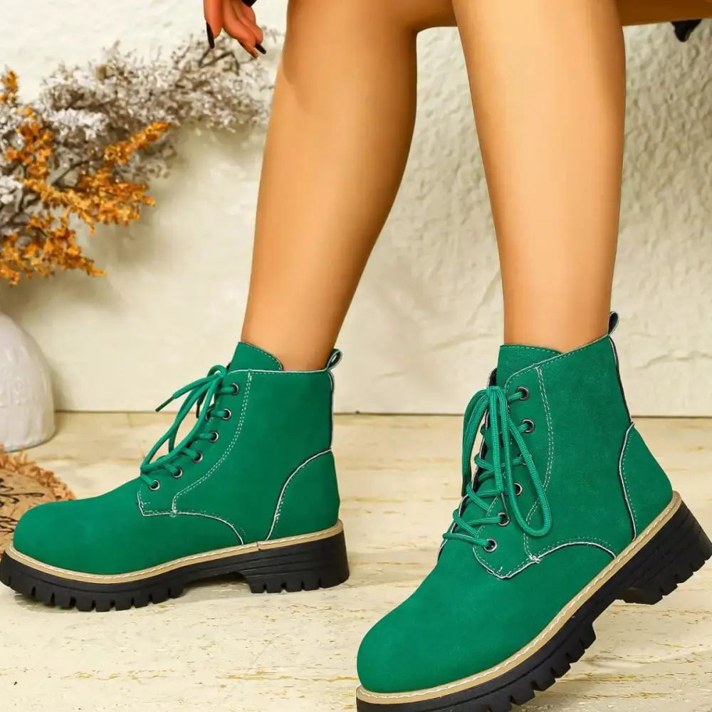 Round Toe Lace-Up Boots