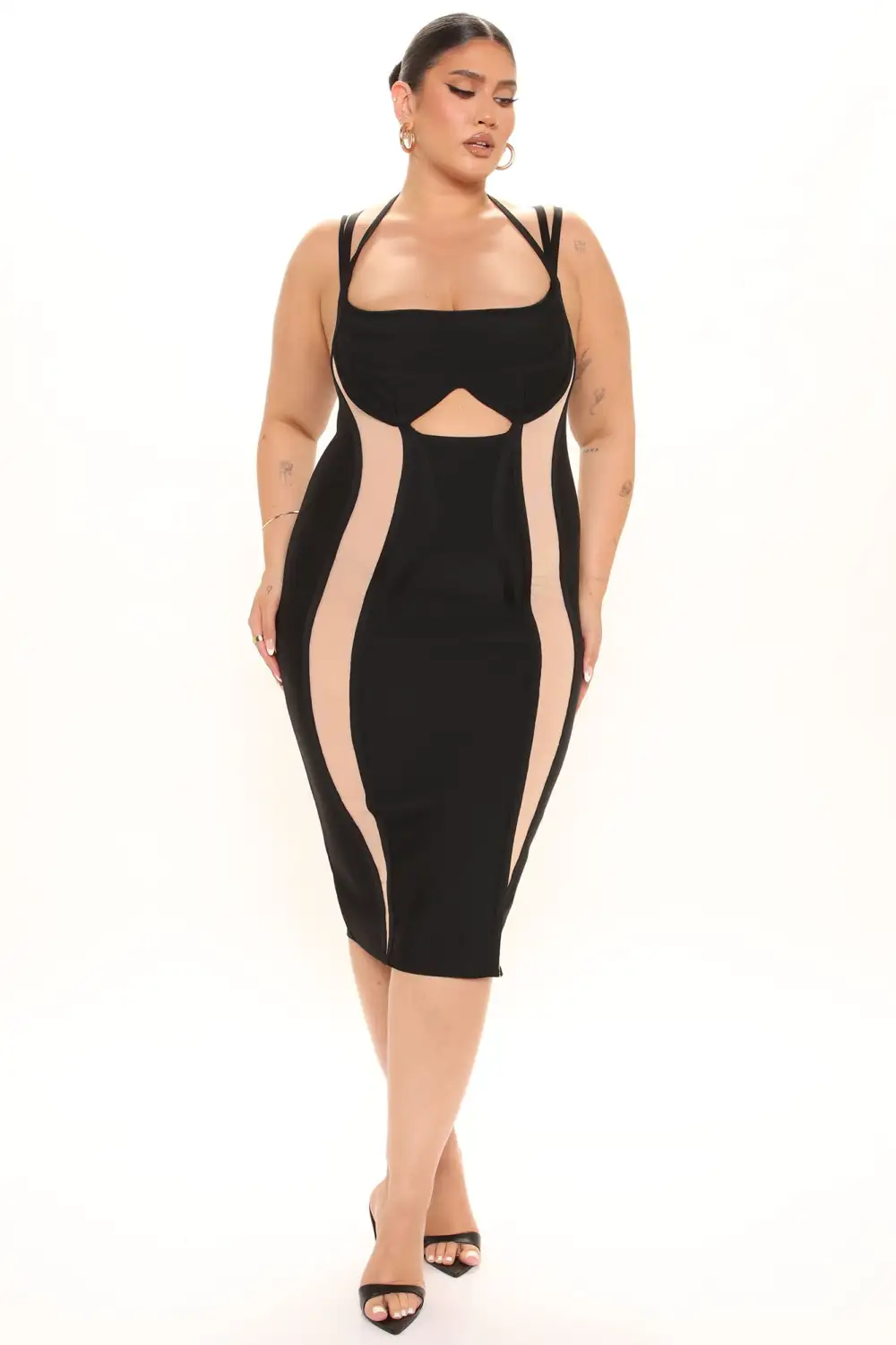My Night Out Bandage Midi Dress - Black