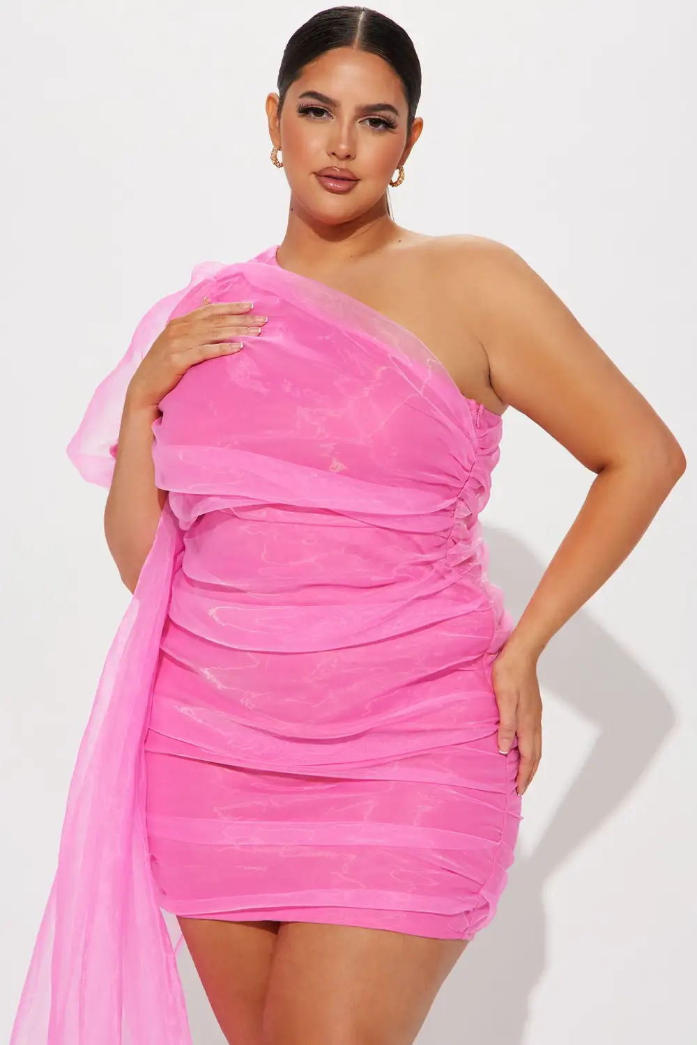 Wanderlust Organza Mini Dress - Hot Pink