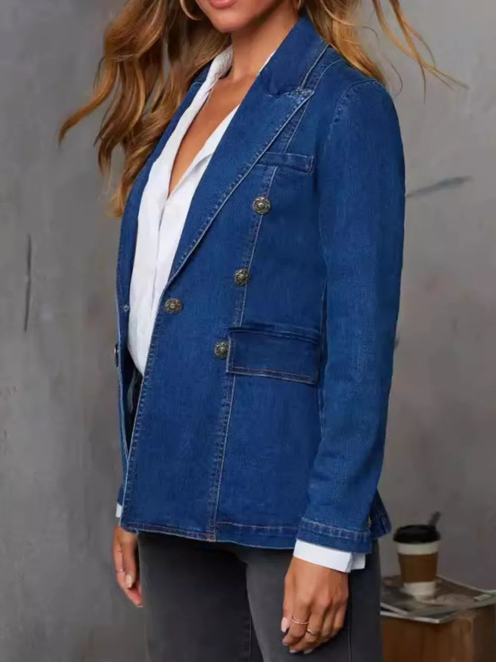 Collared Long-sleeve Denim Jacket