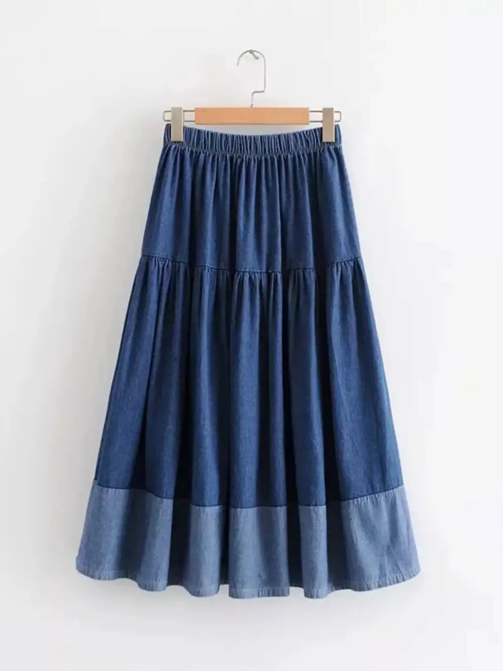 Practical Denim Tiered Skirt
