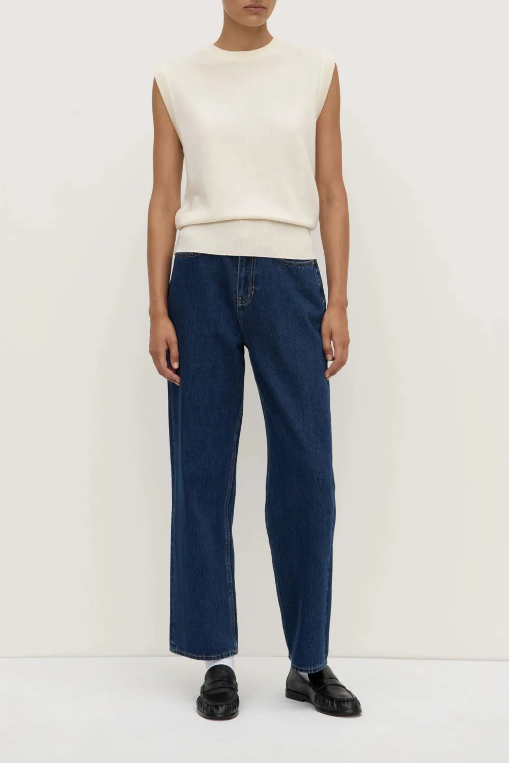 Pure Cashmere Ribbed Round Neck Women's Vest