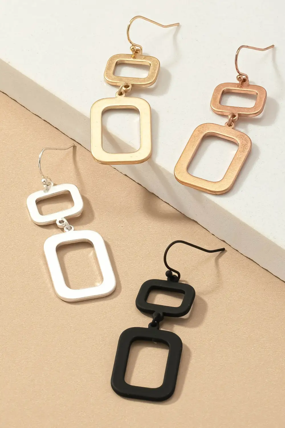 Double Rectangle Drop Earrings