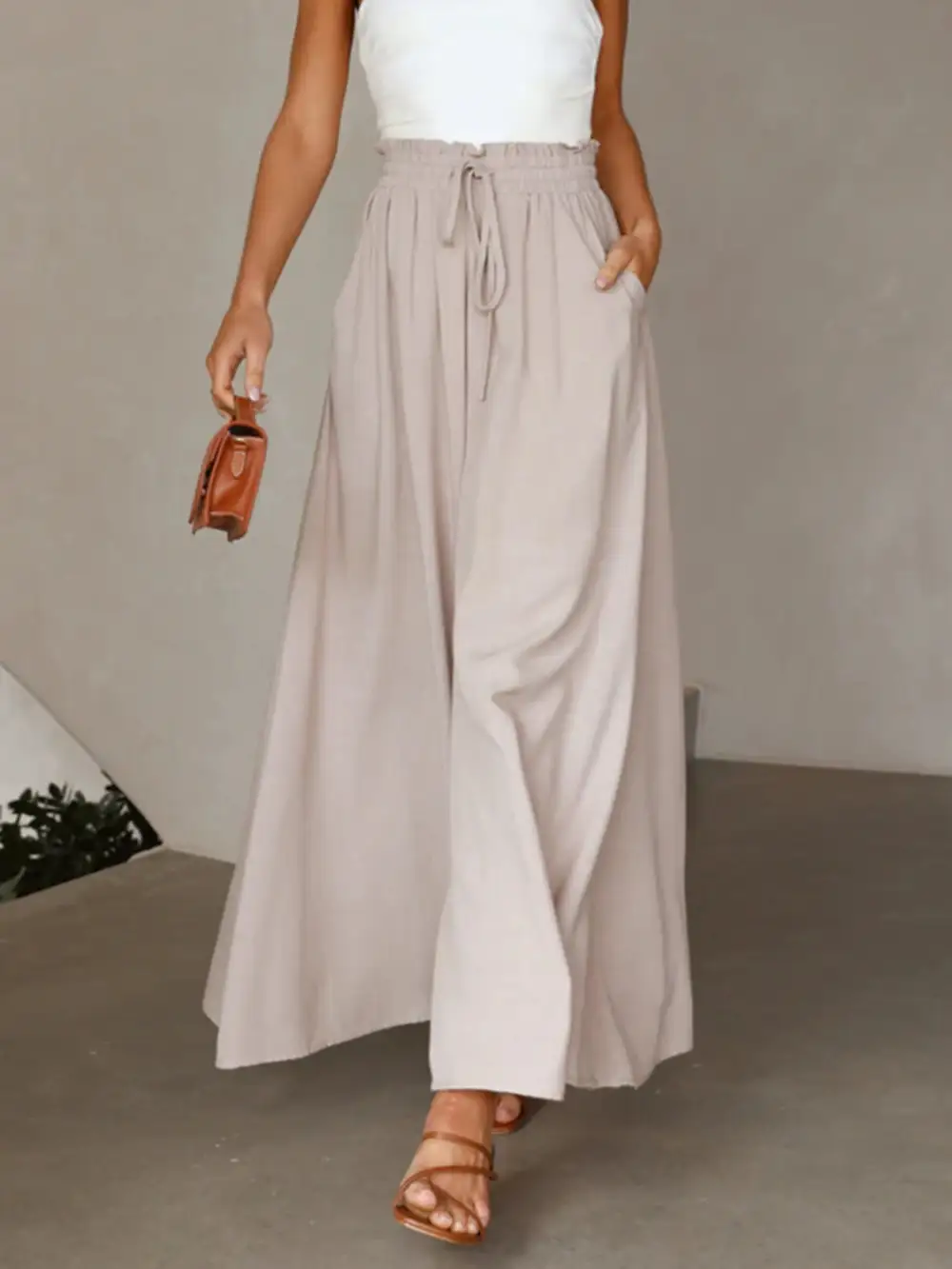Easy Fit High Waist Wide Leg Pants