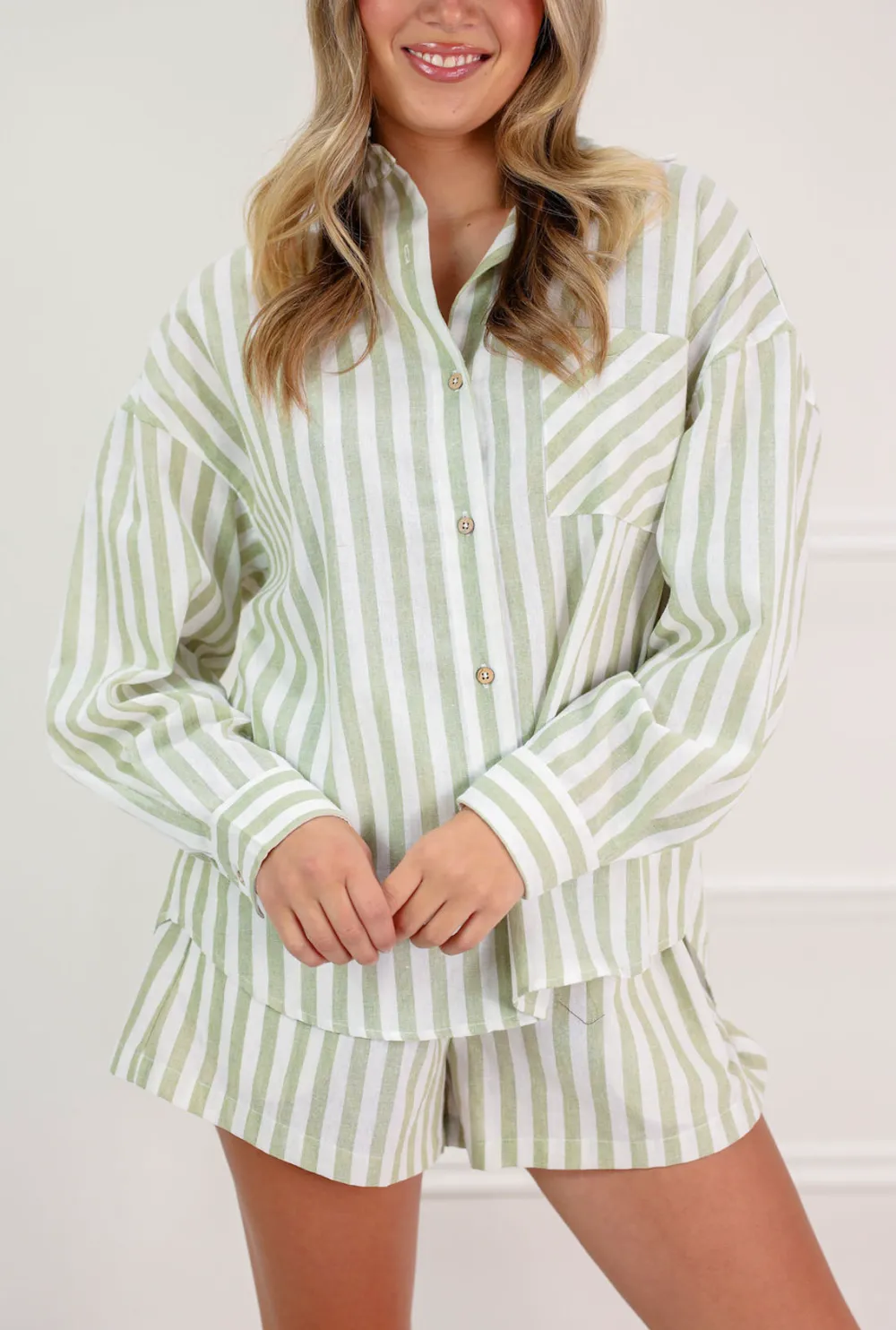 Relaxed Button Front Woven Set