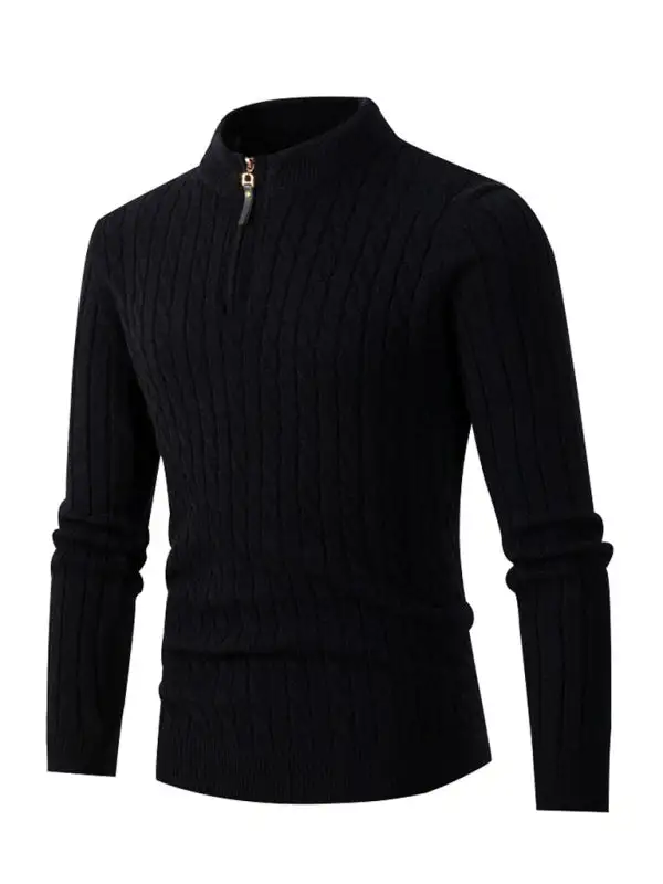 Knit Zip Front Collared Sweater