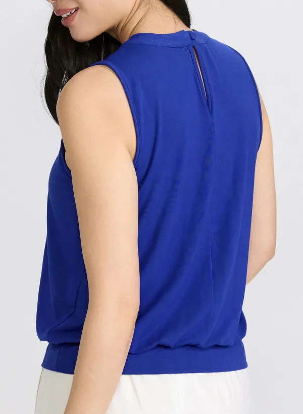 Pleated A-Line Round Neck Top