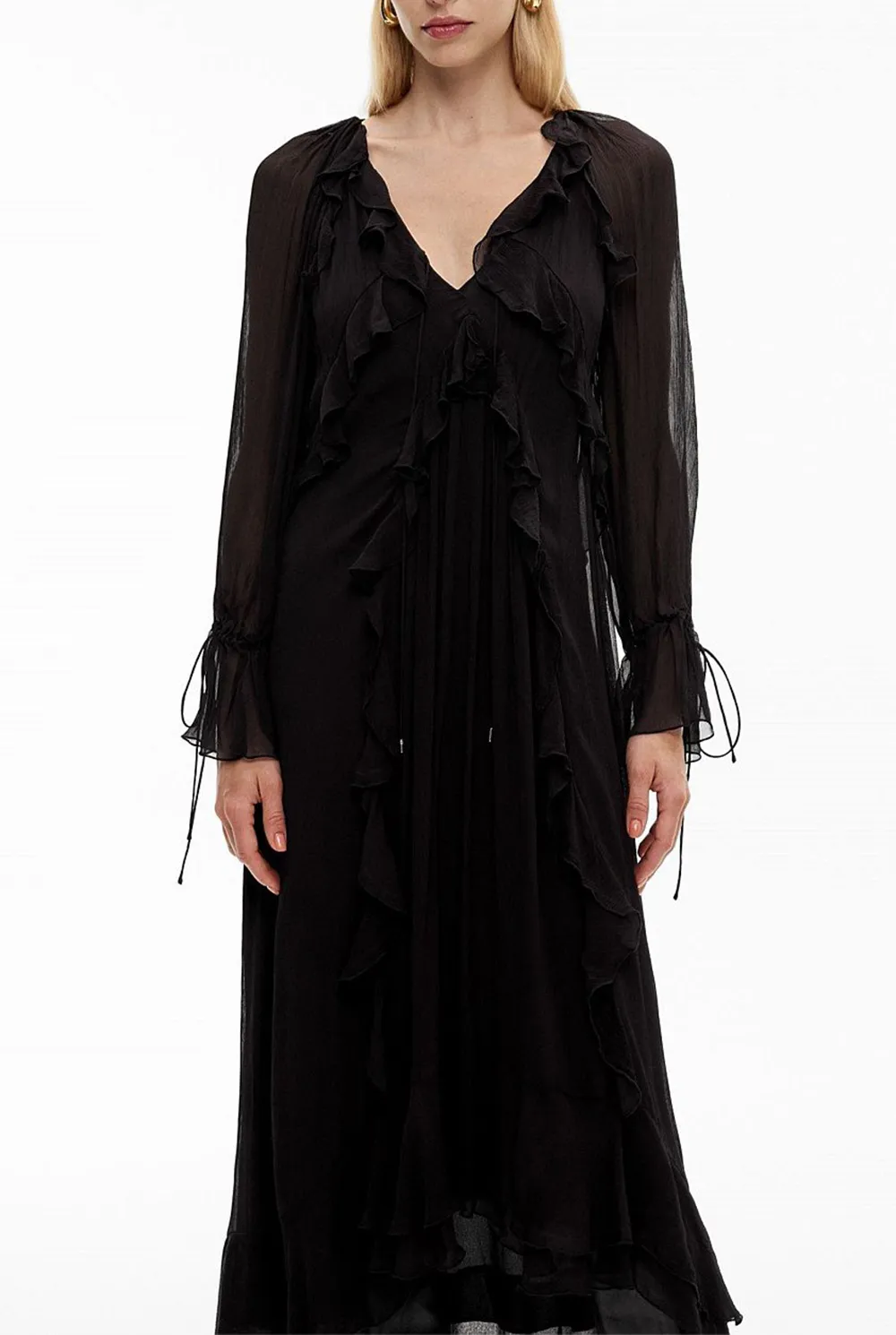 Ruffled V-Neck Dress