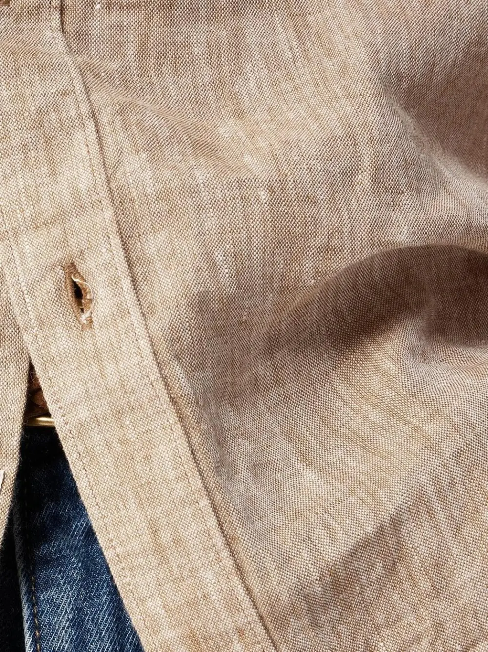 Beige Long Sleeve Linen Blend Shirt