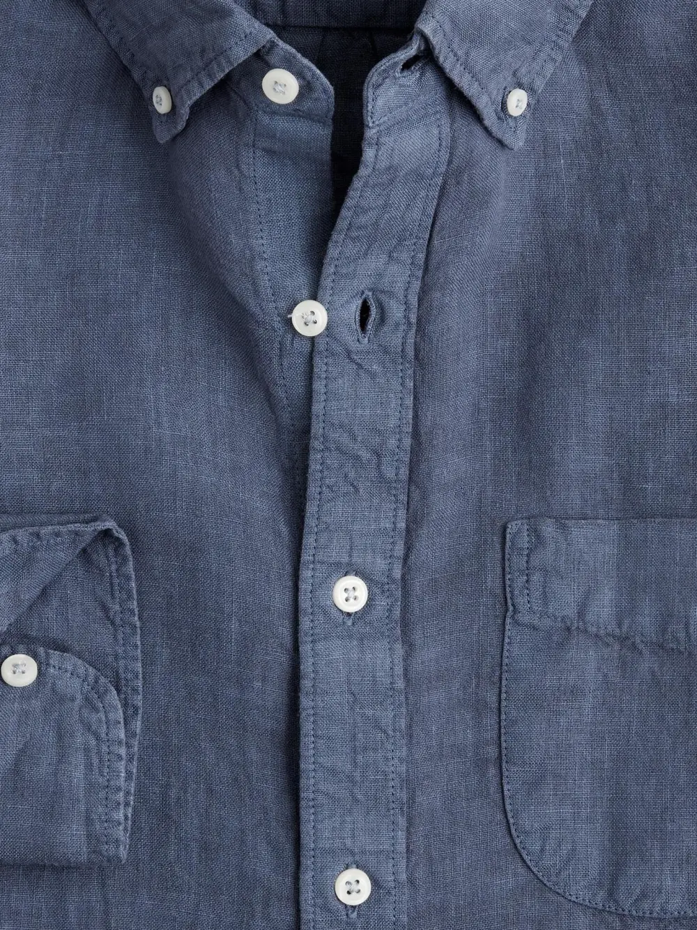 Navy Blue Long Sleeve Linen Shirt