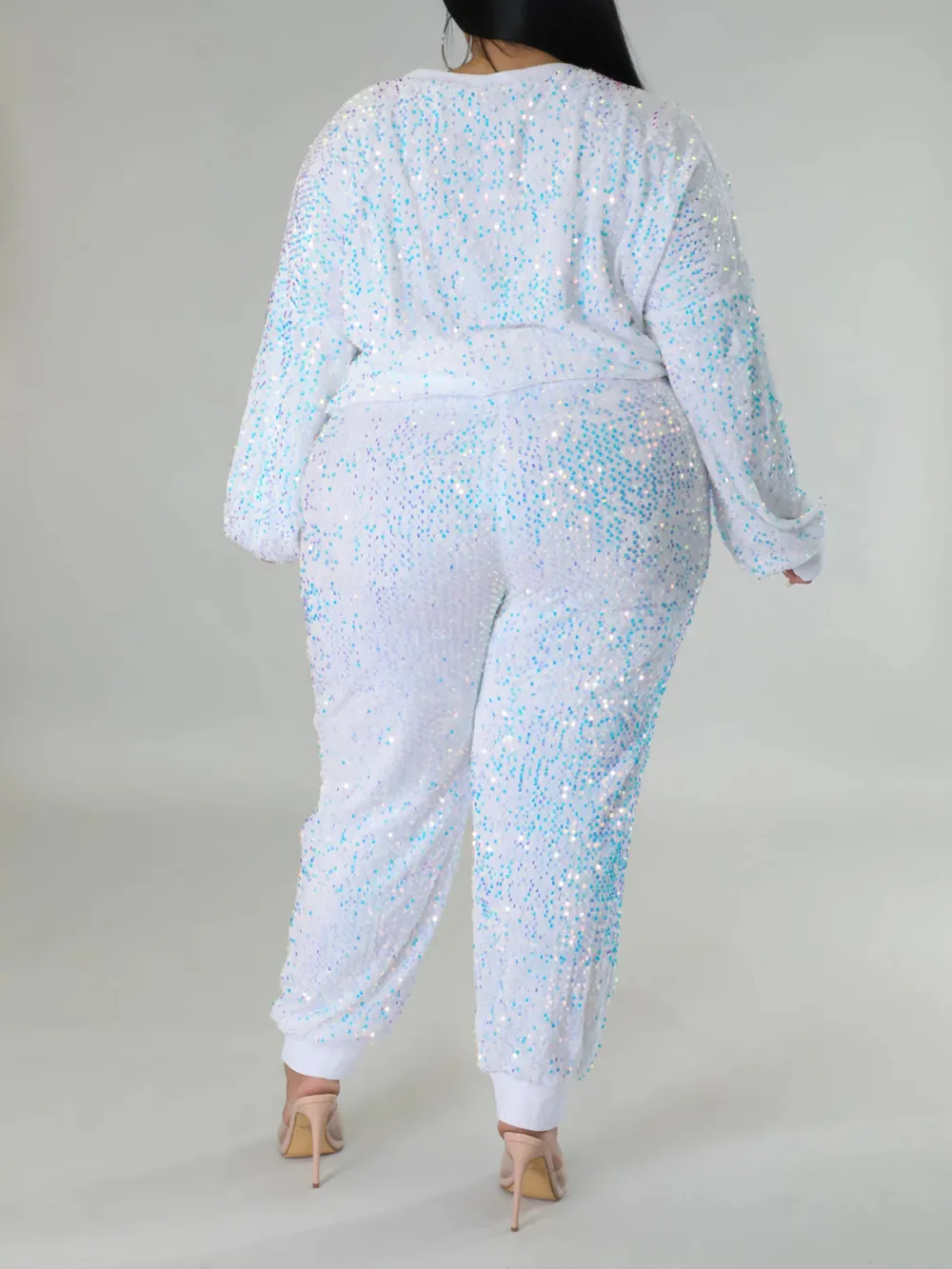 Plus Size Women'S Fashion Sequin Suit