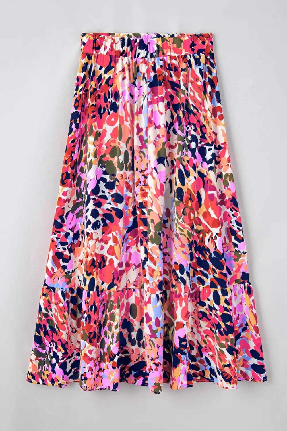 High Waist Elastic Waist Ruffle Maxi Skirt