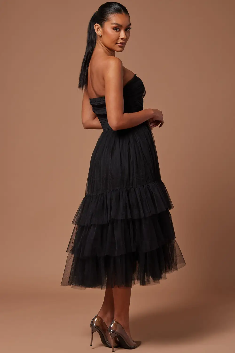 Jessica Tulle Midi Dress - Black