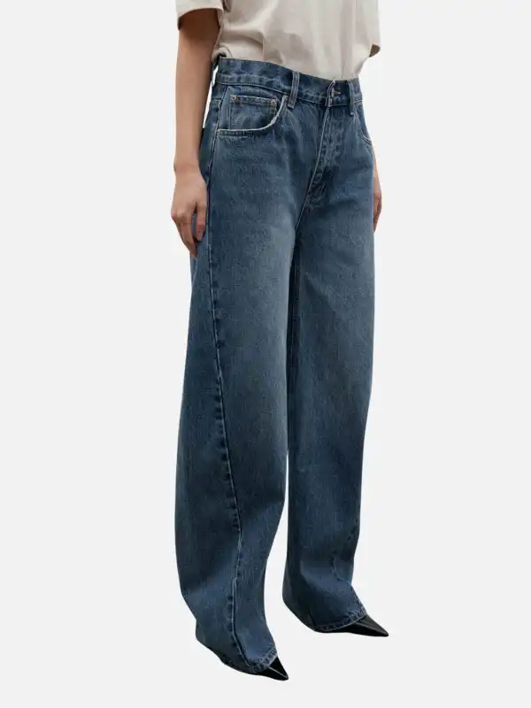 Mid-Waist Loose Jeans with Pockets