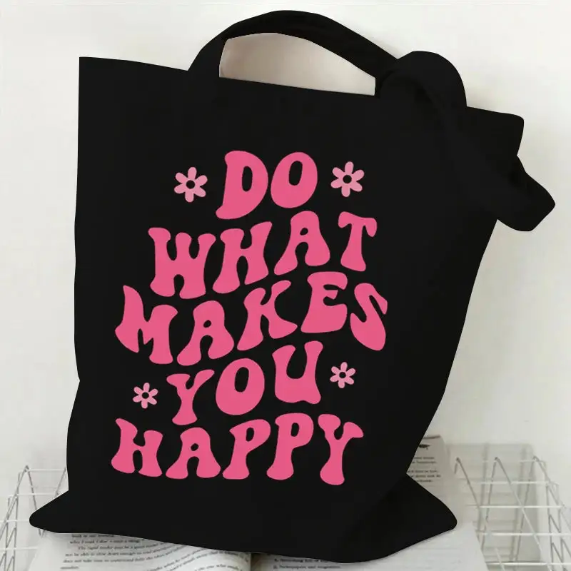 Groovy Retro Graphic Canvas Tote Bag