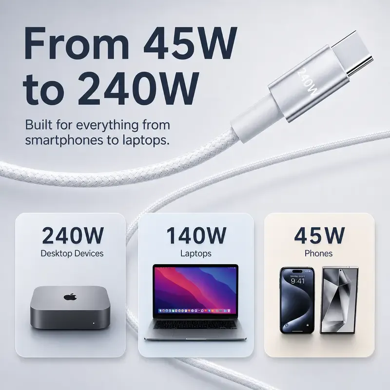 240W Fast Charging Cable Apple Watch iWatch Wireless Magnetic Round Data Cable