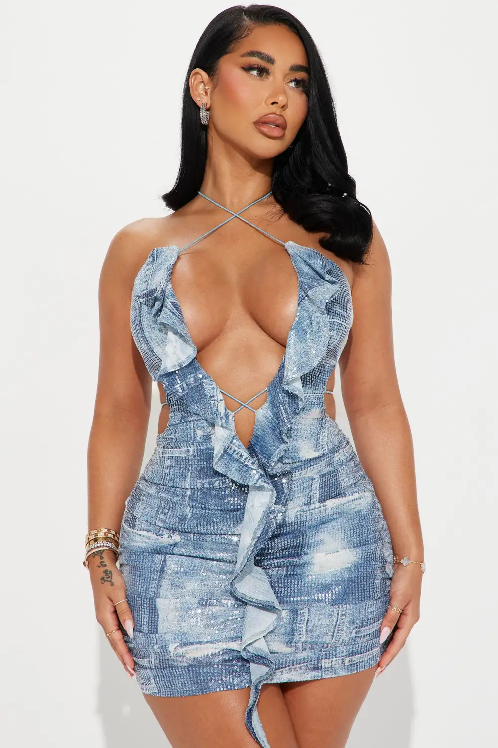 Alice Sequin Mini Dress - Blue