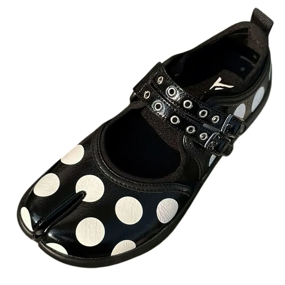 Polka Dot Buckle Strap Tabi Shoes