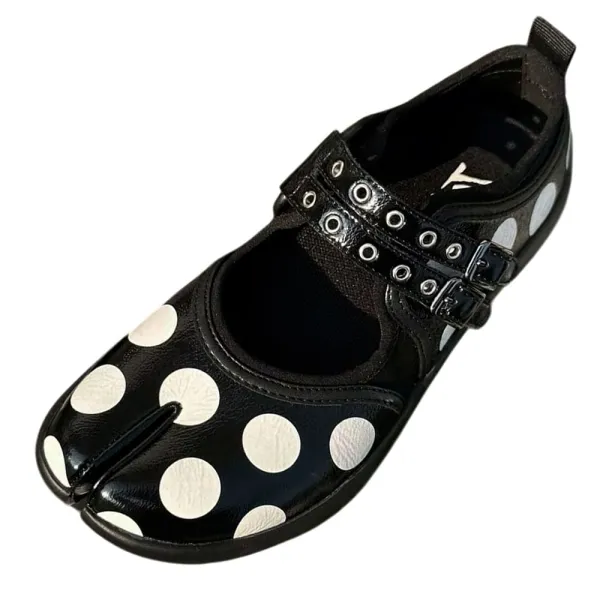 Polka Dot Buckle Strap Tabi Shoes